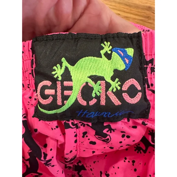 Gecko Hawaii Pink Gecko Print Beach Pants Large Y2K - Picture 8 of 15